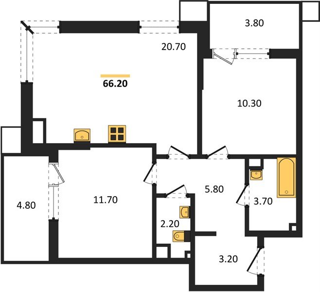 Фото №1: 2-комнатная квартира 66 м² - Краснодар, Парк Победы, мкр. Прикубанский внутригородской округ