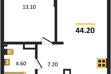 Фото №1: 1-комнатная квартира 44 м² - Краснодар, мкр. Прикубанский внутригородской округ, 