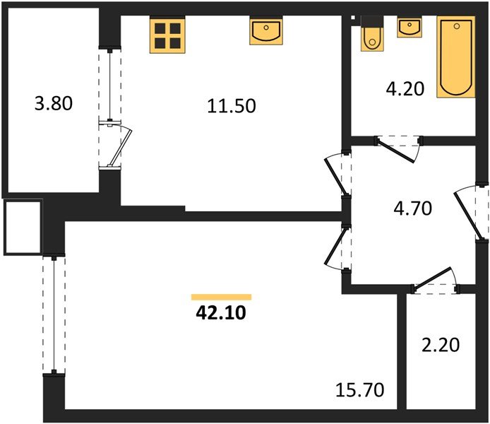 Фото №1: 1-комнатная квартира 42 м² - Краснодар, Парк Победы, мкр. Прикубанский внутригородской округ