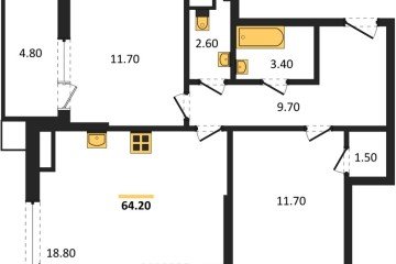 Фото №1: 2-комнатная квартира 64 м² - Краснодар, мкр. Прикубанский внутригородской округ, 
