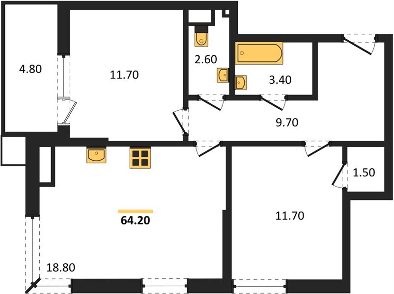 Фото №1: 2-комнатная квартира 64 м² - Краснодар, Парк Победы, мкр. Прикубанский внутригородской округ