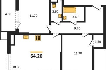 Фото №1: 2-комнатная квартира 64 м² - Краснодар, мкр. Прикубанский внутригородской округ, 