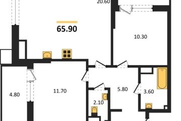 Фото №1: 2-комнатная квартира 65 м² - Краснодар, мкр. Прикубанский внутригородской округ, 