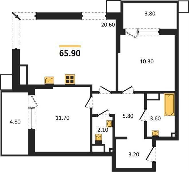Фото №1: 2-комнатная квартира 65 м² - Краснодар, Парк Победы, мкр. Прикубанский внутригородской округ