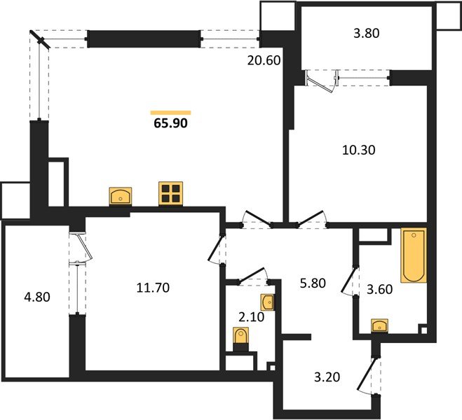Фото №1: 2-комнатная квартира 65 м² - Краснодар, Парк Победы, мкр. Прикубанский внутригородской округ