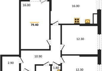 Фото №1: 3-комнатная квартира 79 м² - Краснодар, мкр. Парк Победы, 