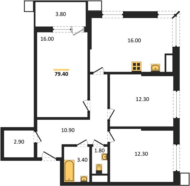 Фото №1: 3-комнатная квартира 79 м² - Краснодар, Парк Победы, 