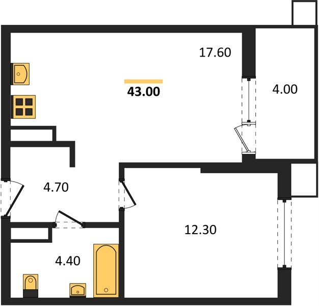 Фото №1: 1-комнатная квартира 43 м² - Краснодар, Парк Победы, 