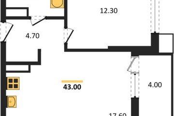Фото №1: 1-комнатная квартира 43 м² - Краснодар, мкр. Прикубанский внутригородской округ, 