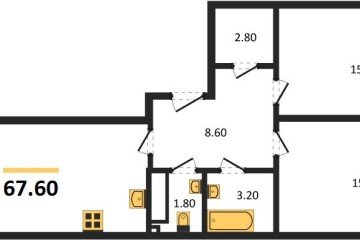 Фото №1: 2-комнатная квартира 67 м² - Краснодар, мкр. Прикубанский внутригородской округ, 