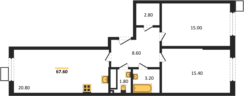 Фото №1: 2-комнатная квартира 67 м² - Краснодар, Парк Победы, мкр. Прикубанский внутригородской округ