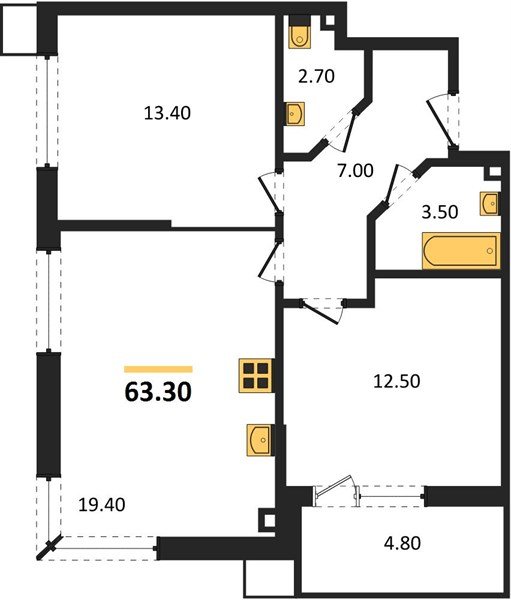 Фото №1: 2-комнатная квартира 63 м² - Краснодар, Парк Победы, мкр. Прикубанский внутригородской округ