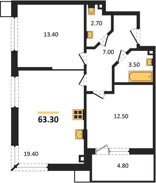 Фото №1: 2-комнатная квартира 63 м² - Краснодар, Прикубанский внутригородской округ, мкр. Парк Победы