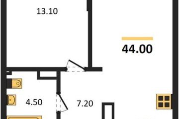 Фото №1: 1-комнатная квартира 44 м² - Краснодар, мкр. Парк Победы, 
