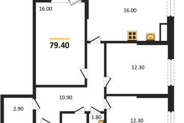 Фото №1: 3-комнатная квартира 79 м² - Краснодар, мкр. Парк Победы, 