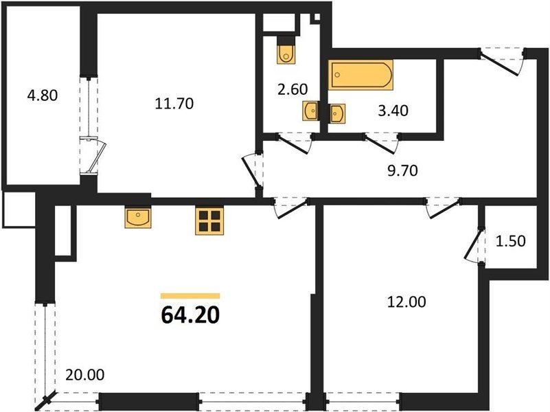 Фото №1: 2-комнатная квартира 64 м² - Краснодар, Парк Победы, 