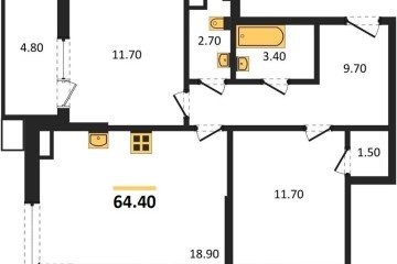 Фото №1: 2-комнатная квартира 64 м² - Краснодар, мкр. Парк Победы, 