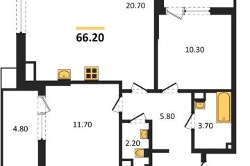 Фото №1: 2-комнатная квартира 66 м² - Краснодар, мкр. Парк Победы, 