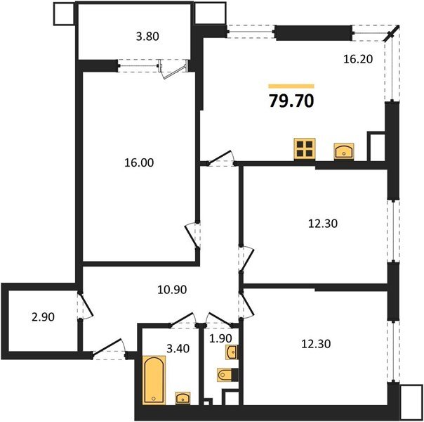 Фото №1: 3-комнатная квартира 79 м² - Краснодар, Парк Победы, 