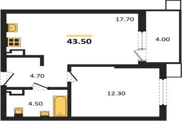 Фото №1: 1-комнатная квартира 43 м² - Краснодар, мкр. Парк Победы, 