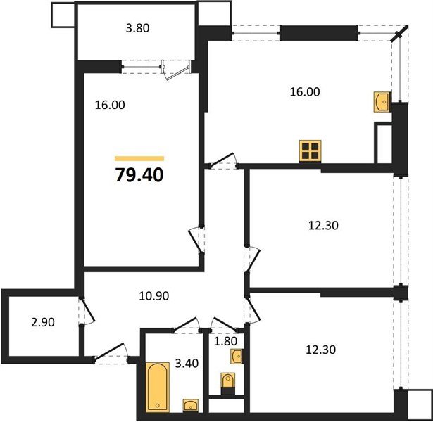 Фото №1: 3-комнатная квартира 80 м² - Краснодар, Прикубанский внутригородской округ, мкр. Парк Победы