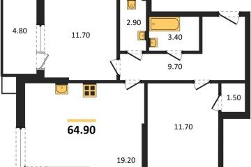 Фото №1: 2-комнатная квартира 64 м² - Краснодар, мкр. Парк Победы, 