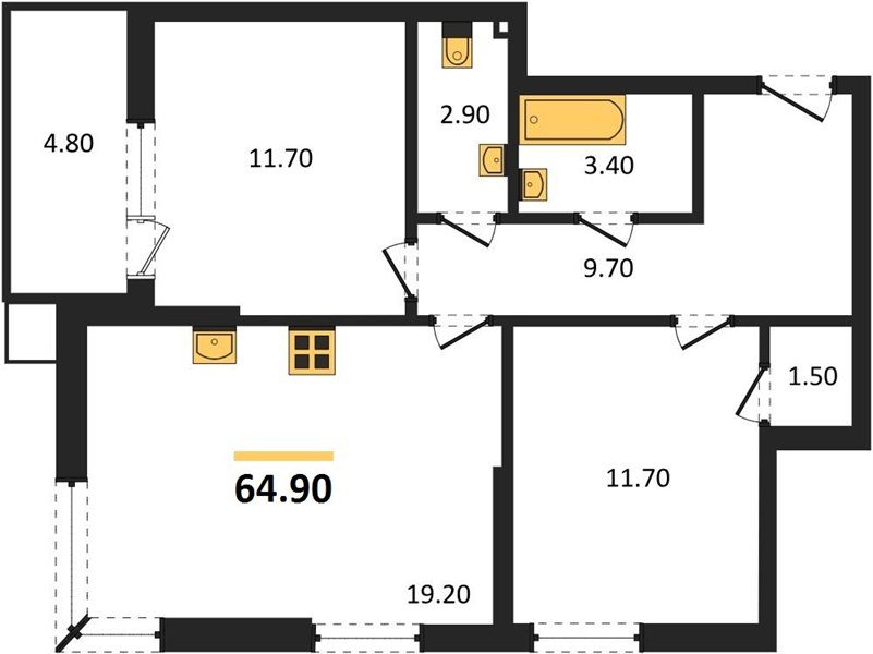 Фото №1: 2-комнатная квартира 64 м² - Краснодар, Прикубанский внутригородской округ, мкр. Парк Победы