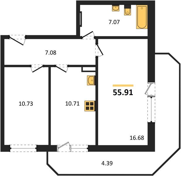 Фото №1: 2-комнатная квартира 55 м² - Краснодар, Восточно-Кругликовский, ул. Черкасская