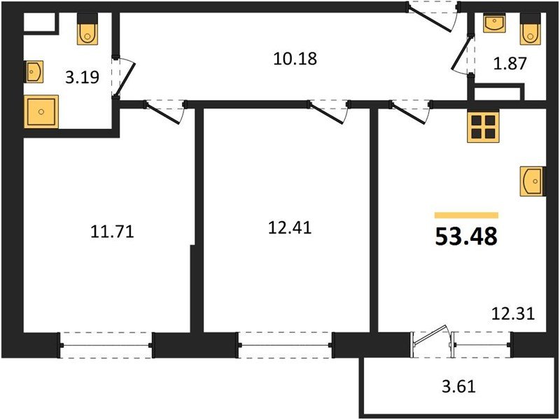 Фото №1: 2-комнатная квартира 52 м² - Краснодар, жилой комплекс Друзья, мкр. Прикубанский внутригородской округ