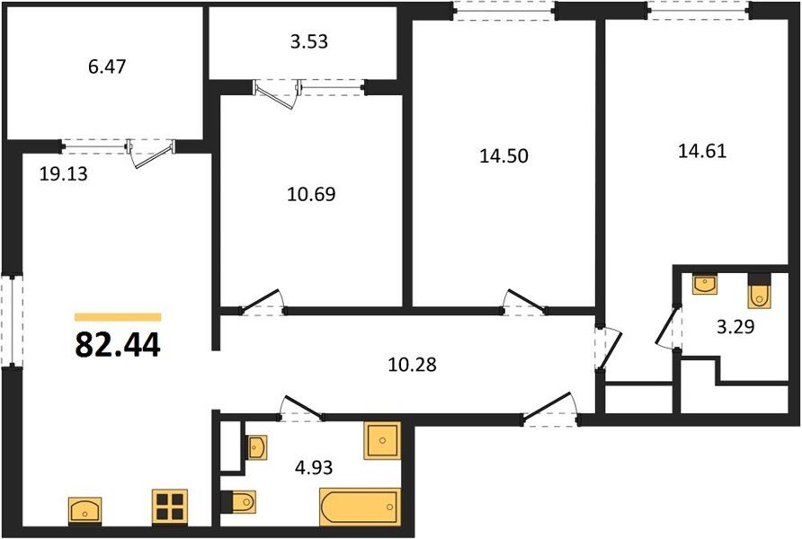 Фото №1: 3-комнатная квартира 80 м² - Краснодар, жилой комплекс Друзья, мкр. Прикубанский внутригородской округ