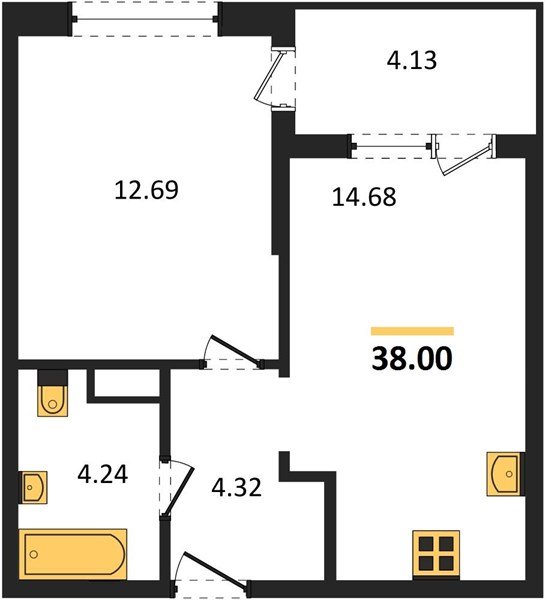 Фото №1: 1-комнатная квартира 37 м² - Краснодар, жилой комплекс Друзья, мкр. Прикубанский внутригородской округ