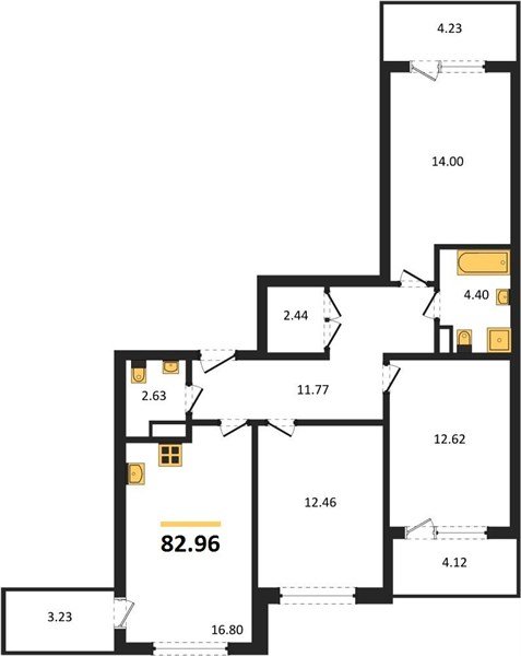 Фото №1: 3-комнатная квартира 81 м² - Краснодар, жилой комплекс Друзья, мкр. Прикубанский внутригородской округ