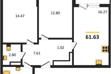 Фото №1: 2-комнатная квартира 61 м² - Краснодар, мкр. Прикубанский внутригородской округ, 