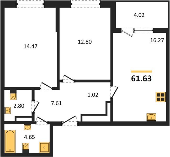 Фото №1: 2-комнатная квартира 61 м² - Краснодар, жилой комплекс Друзья, мкр. Прикубанский внутригородской округ