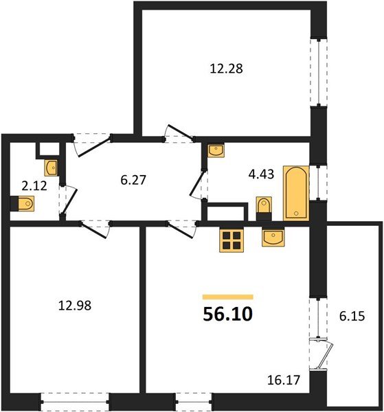 Фото №1: 2-комнатная квартира 55 м² - Краснодар, Прикубанский внутригородской округ, мкр. жилой комплекс Друзья