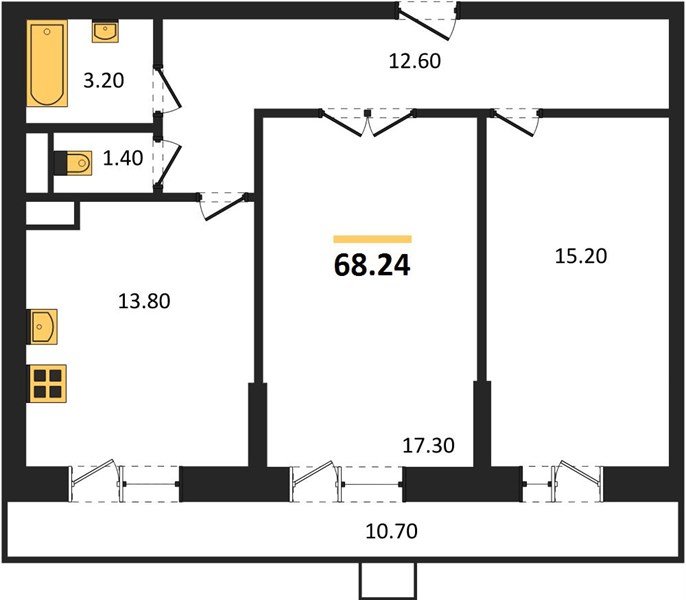 Фото №1: 2-комнатная квартира 68 м² - Краснодар, Прикубанский внутригородской округ, ЖК Небо, мкр. 9-й километр, ул. Ярославская, 115к7