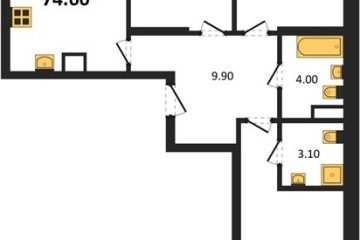 Фото №1: 3-комнатная квартира 74 м² - Краснодар, мкр. ЖК Первое Место, ул. Виктора Казанцева, 1.2лит1