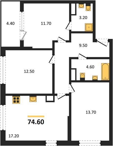 Фото №1: 3-комнатная квартира 74 м² - Краснодар, Карасунский внутригородской округ, мкр. ЖК Первое Место, ул. Виктора Казанцева, 1.2лит1