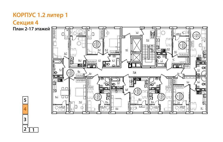 Фото №8: 2-комнатная квартира 65 м² - Краснодар, Карасунский внутригородской округ, мкр. ЖК Первое Место, ул. Виктора Казанцева, 1.2лит1