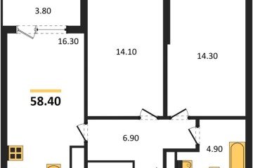 Фото №1: 2-комнатная квартира 58 м² - Краснодар, мкр. ЖК Первое Место, ул. Виктора Казанцева, 1.2лит1