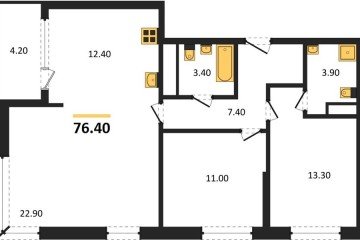 Фото №1: 2-комнатная квартира 76 м² - Краснодар, мкр. ЖК Первое Место, ул. Виктора Казанцева, 1.2лит1