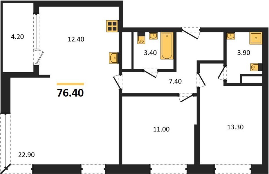 Фото №1: 2-комнатная квартира 76 м² - Краснодар, Карасунский внутригородской округ, мкр. ЖК Первое Место, ул. Виктора Казанцева, 1.2лит1