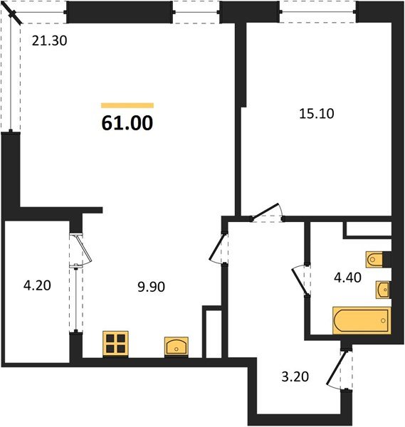 Фото №1: 1-комнатная квартира 61 м² - Краснодар, Карасунский внутригородской округ, мкр. ЖК Первое Место, ул. Виктора Казанцева, 1.2лит1