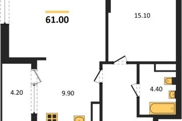 Фото №1: 1-комнатная квартира 61 м² - Краснодар, мкр. ЖК Первое Место, ул. Виктора Казанцева, 1.2лит1
