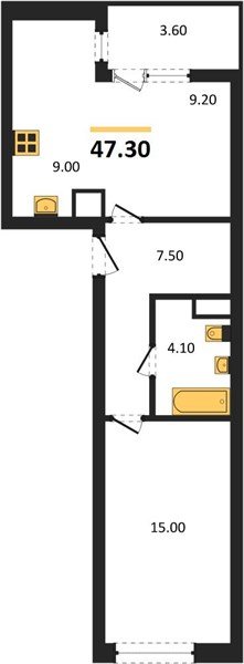 Фото №1: 1-комнатная квартира 47 м² - Краснодар, Карасунский внутригородской округ, мкр. ЖК Первое Место, ул. Виктора Казанцева, 1.2лит1