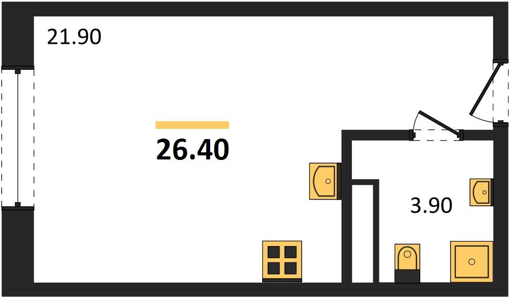 Фото №1: Студия 26 м² - Краснодар, Карасунский внутригородской округ, мкр. ЖК Первое Место, ул. Виктора Казанцева, 1.2лит1