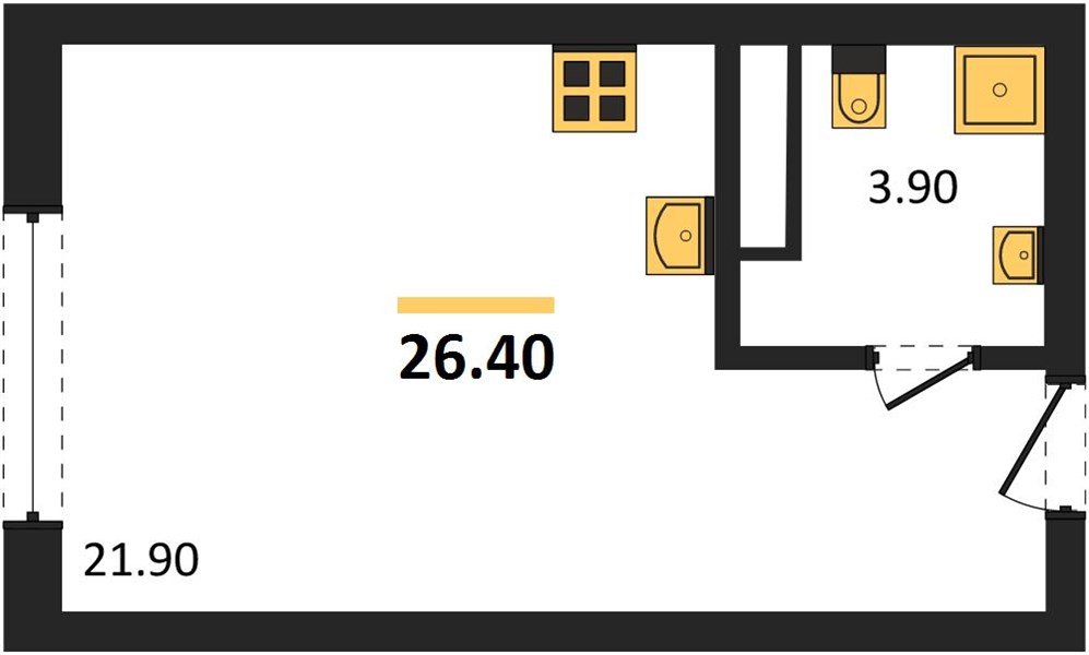 Фото №1: Студия 26 м² - Краснодар, Карасунский внутригородской округ, мкр. ЖК Первое Место, ул. Виктора Казанцева, 1.2лит1