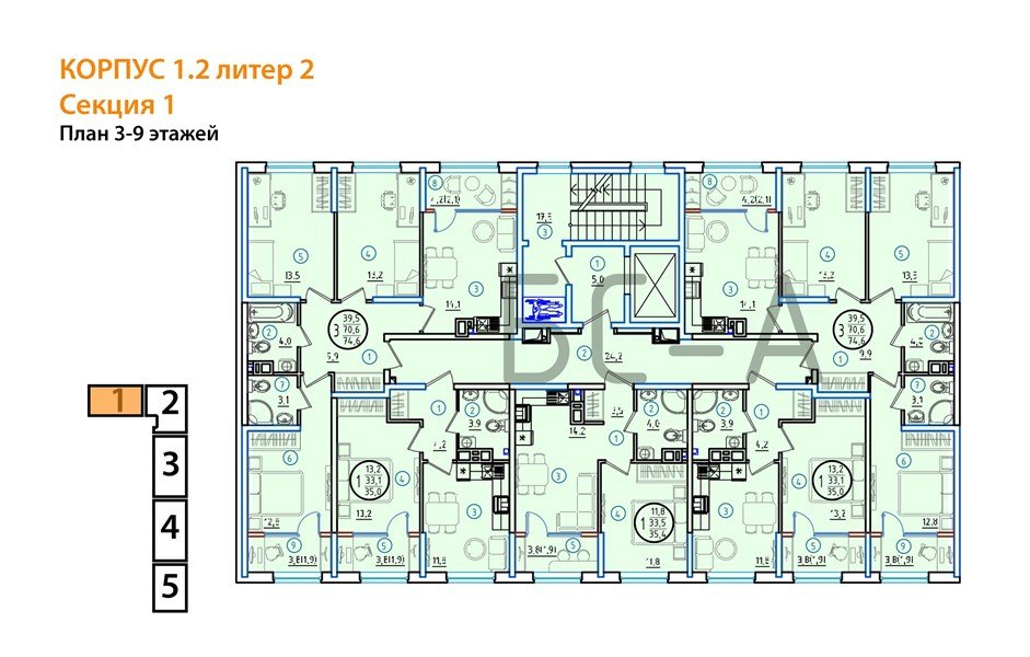Фото №8: 1-комнатная квартира 35 м² - Краснодар, мкр. Карасунский внутригородской округ, ул. Виктора Казанцева, 1.2лит2