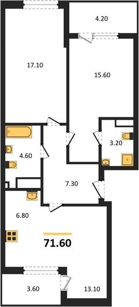 Фото №1: 2-комнатная квартира 71 м² - Краснодар, мкр. Карасунский внутригородской округ, ул. Виктора Казанцева, 1.2лит2
