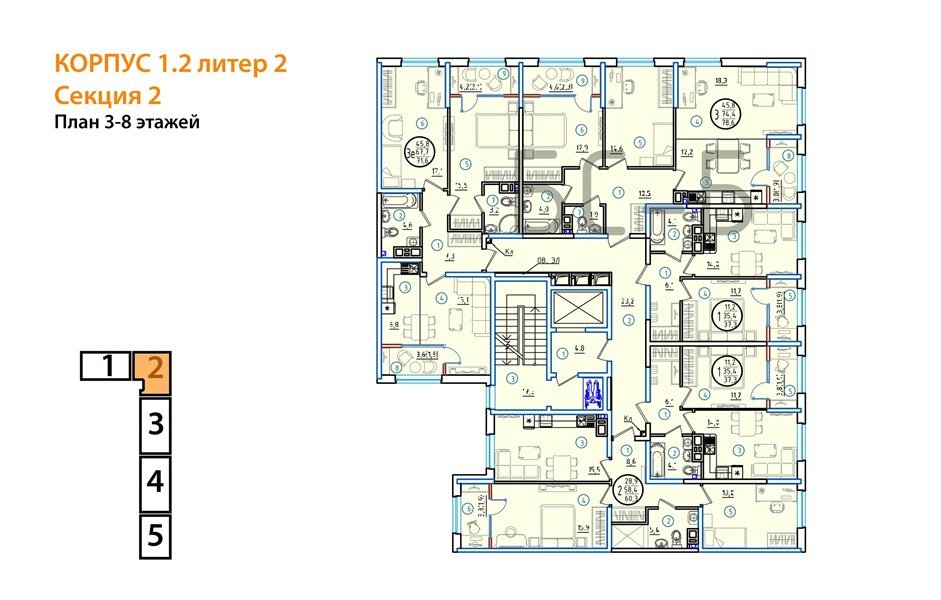 Фото №8: 2-комнатная квартира 71 м² - Краснодар, мкр. Карасунский внутригородской округ, ул. Виктора Казанцева, 1.2лит2